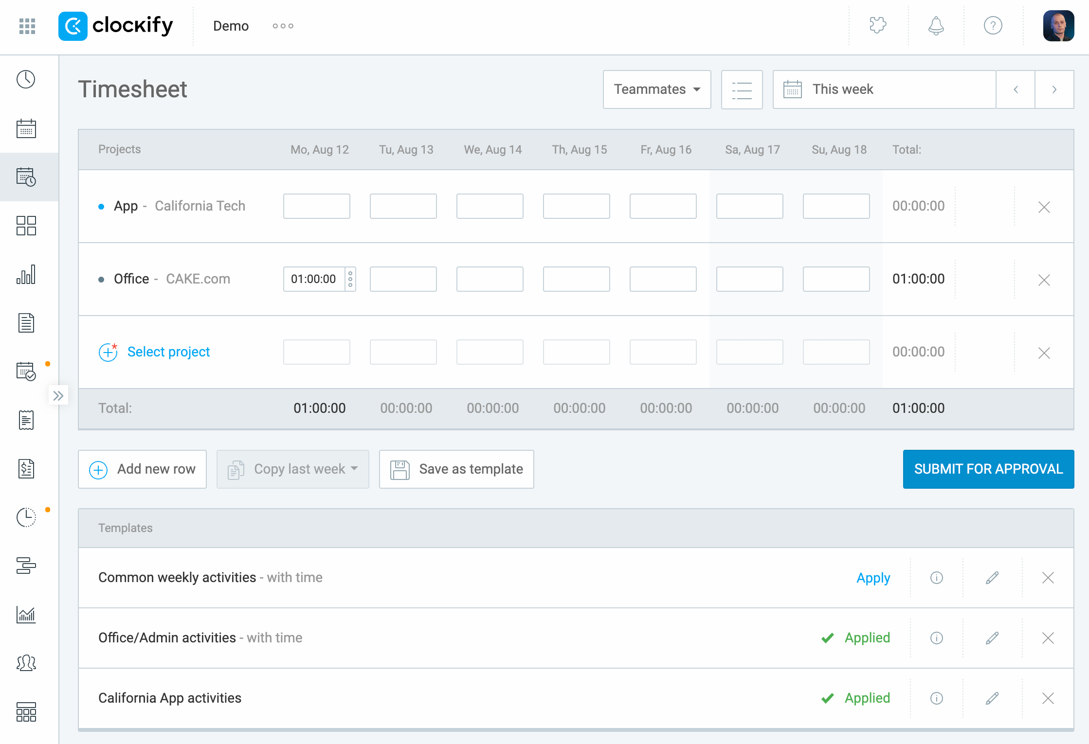 multiple timesheet templates