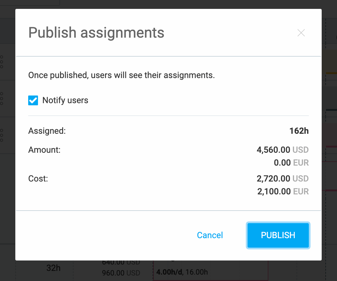 publish assignment and its costs