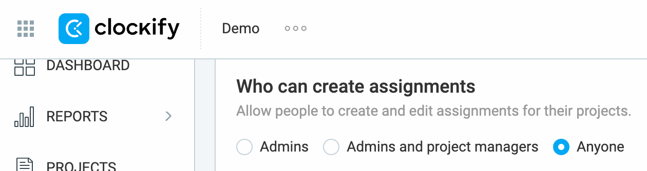 Who can create assignments setting