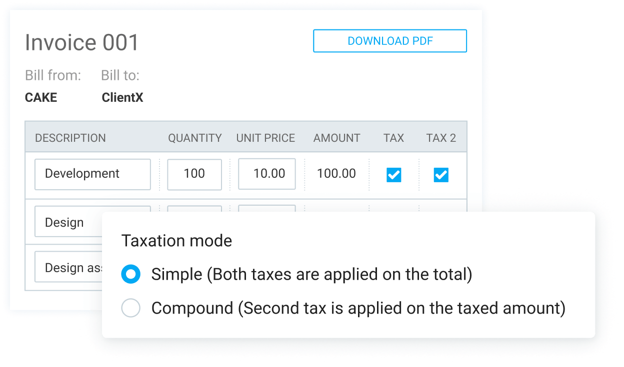 Simple or compound tax mode per invoice