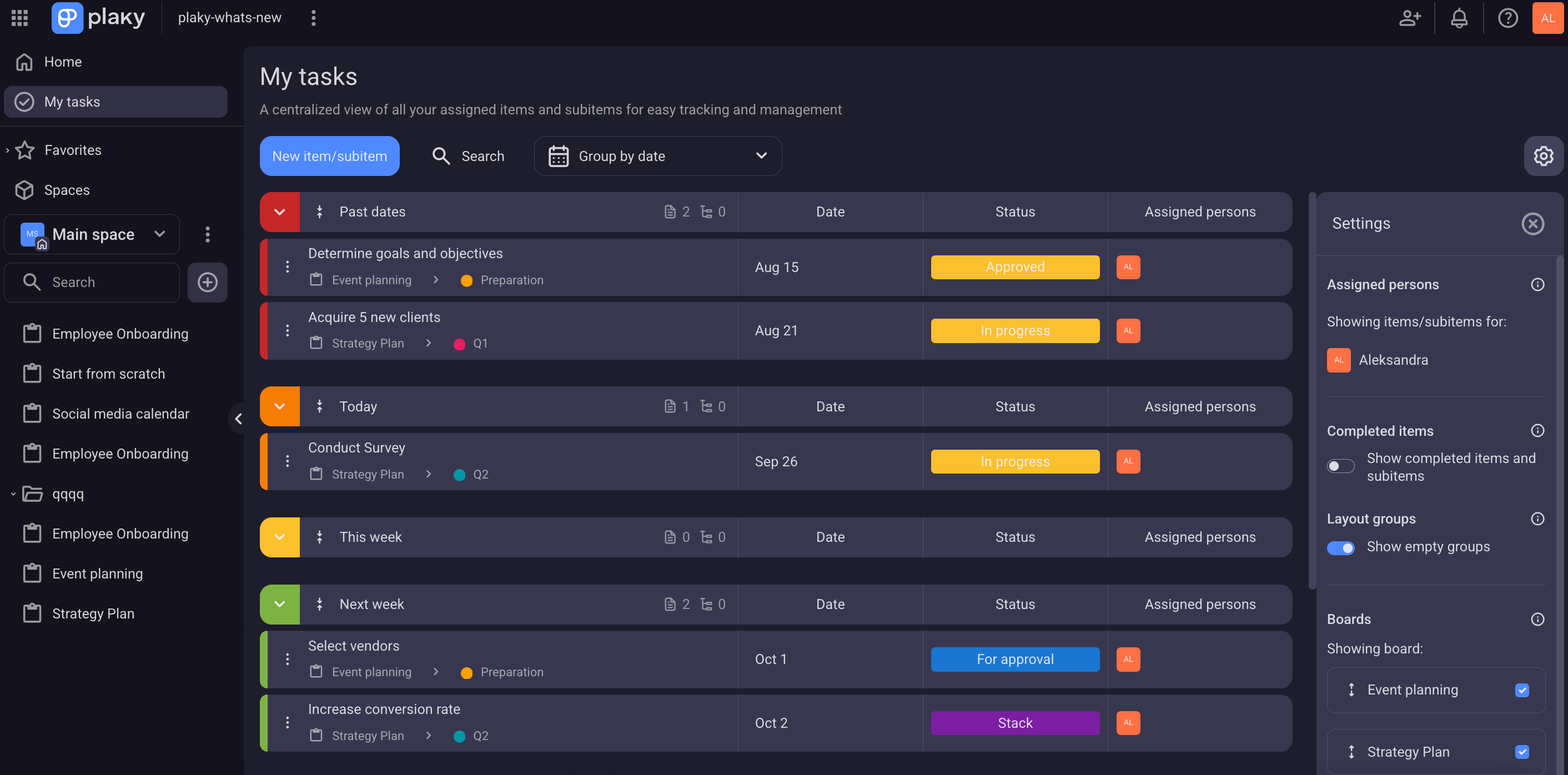 show all your tasks