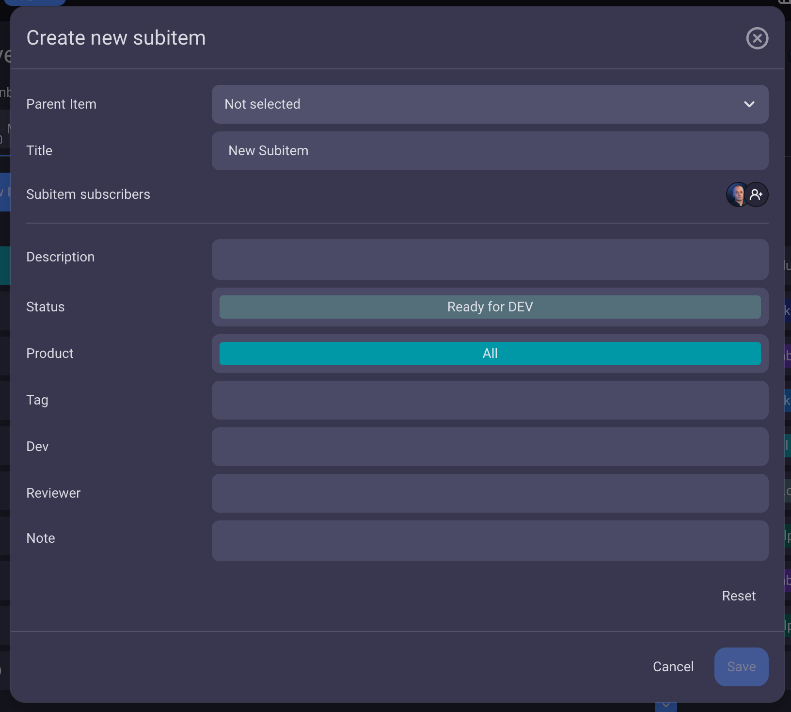 create subitem