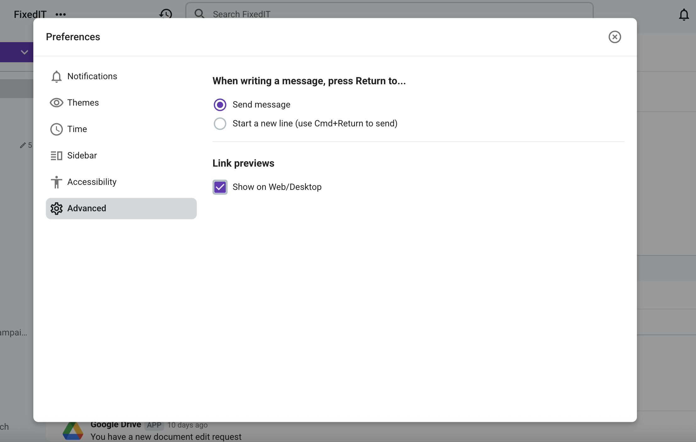 enable or disable link previews