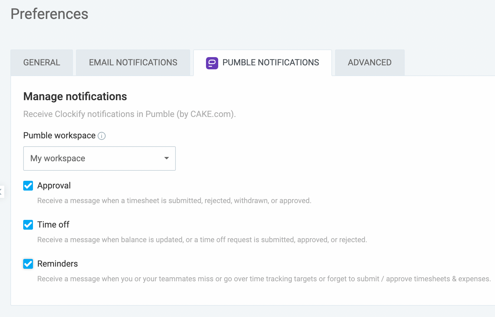 clockify settings