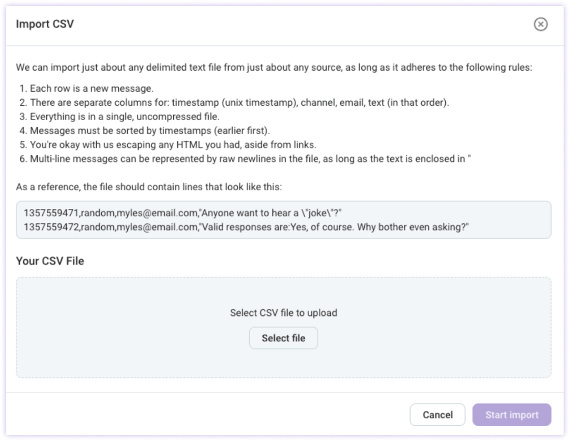 Import data from CSV