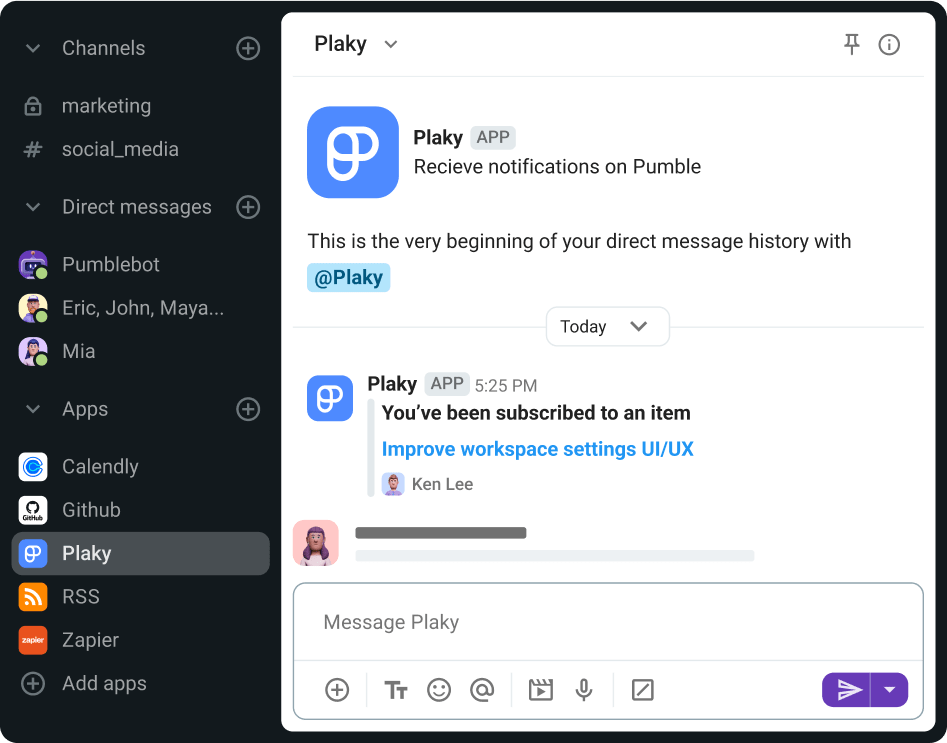 Integrate Pumble with Plaky