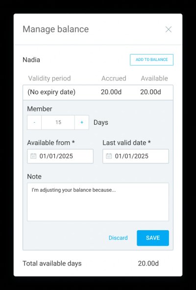Clockify: User Time Off Balance