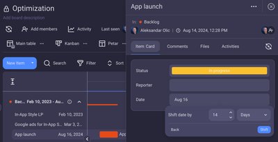 Plaky: Shift Timeline