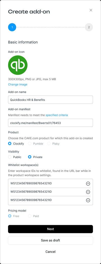 CAKE.com: Create Private Addon