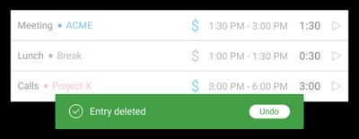 Clockify: Finance Undo Delete