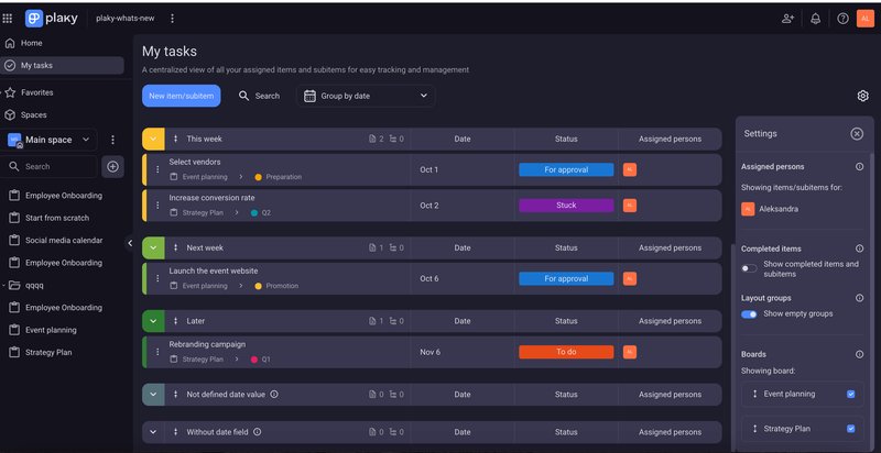 My Tasks | Plaky | CAKE.com Updates