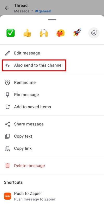 Pumble: Also send to channel