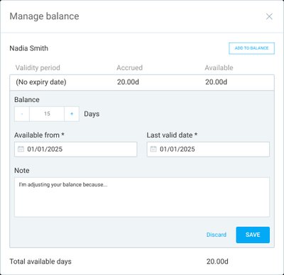 Clockify: User Time Off Balance