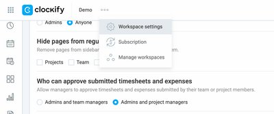 Clockify: Project Manager Approval Settings