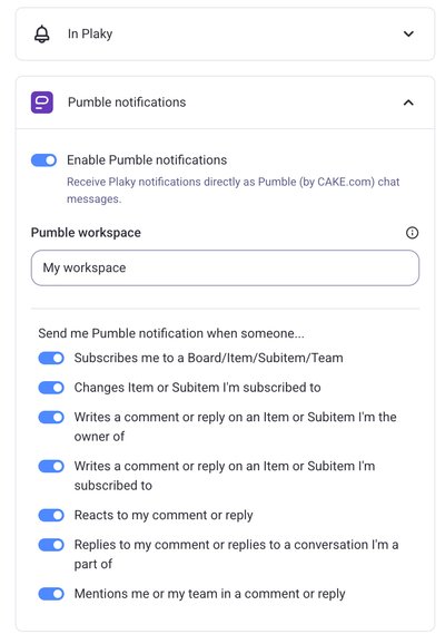 Pumble Plaky Settings