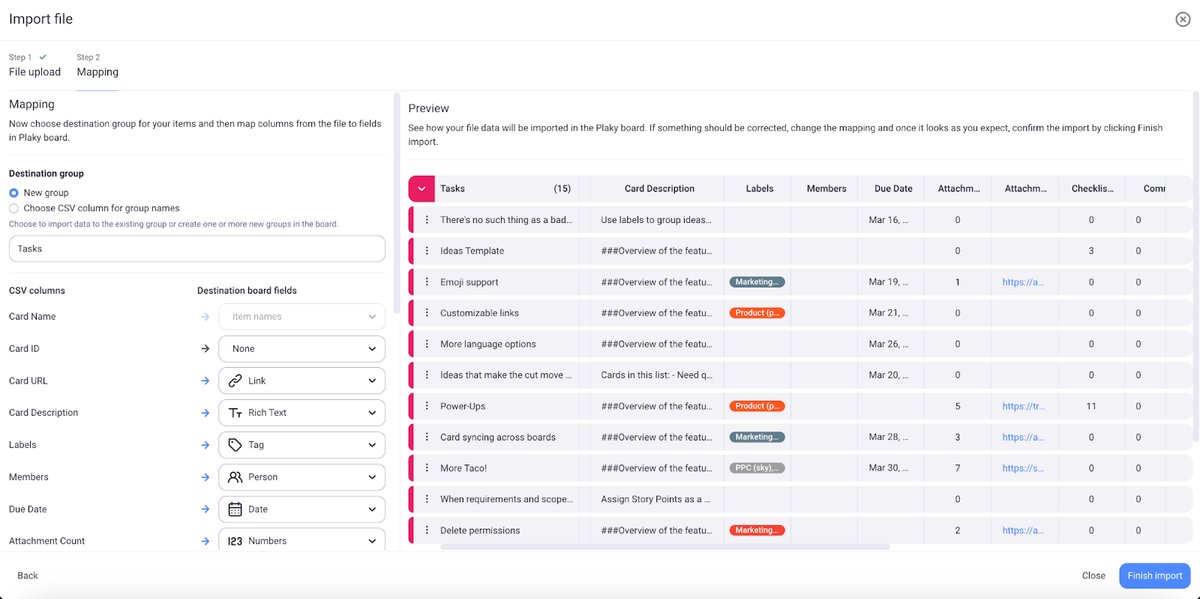 Import Board Data | Plaky | CAKE.com Updates