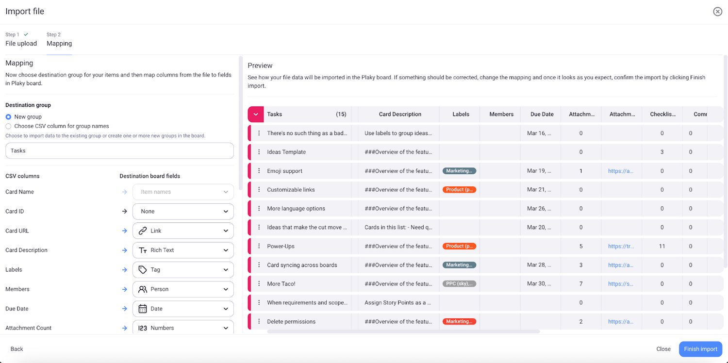 Import Board Data | Plaky | CAKE.com Updates
