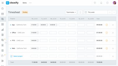 Clockify: Project Manager Approval Submit