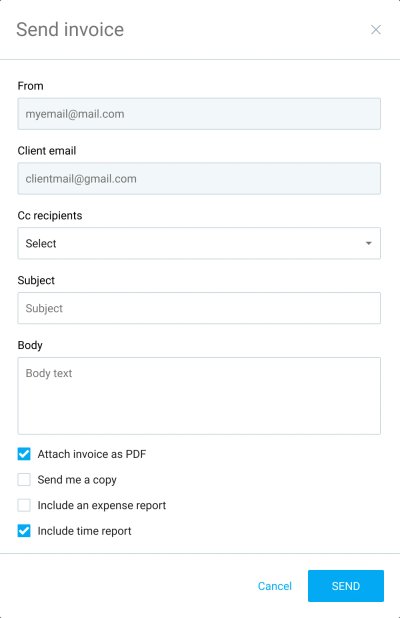 Clockify: Send Invoices to Multiple Adderesses