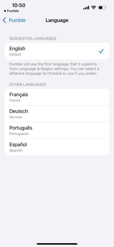 Pumble: Language Preferences