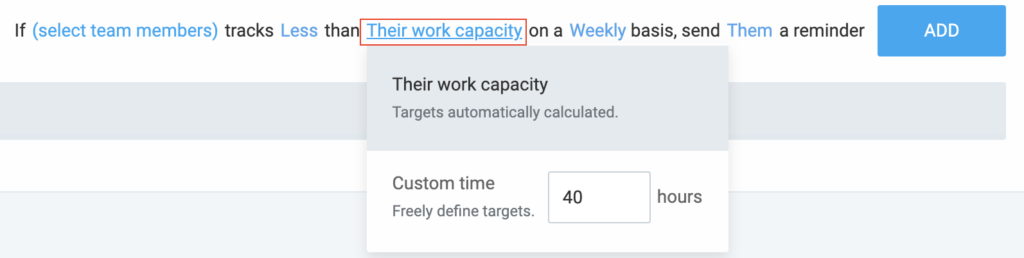 Reminder - targets options