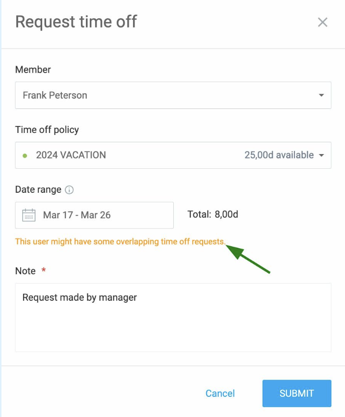 Time off overlapping