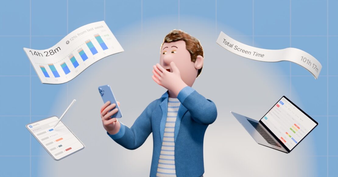 an employee looking at his phone