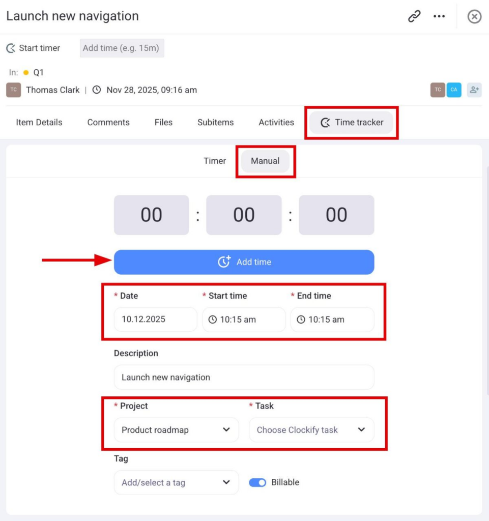 Plaky-Clockify integration manual mode