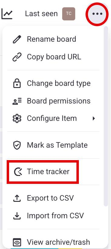 Plaky dropdown menu enable time tracker