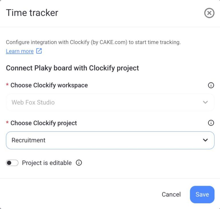 Time tracker integration project setup
