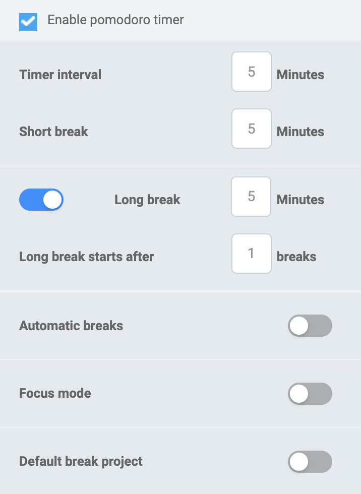 Clockify's Pomodoro timer