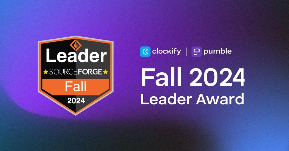 Pumble and Clockify Win the SourceForge Fall 2024 Leader Award - cover